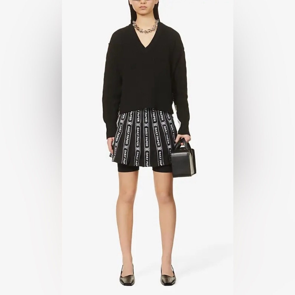 DAILY PAPER Étape Pleated High-Waist Woven Mini Skirt Sz M